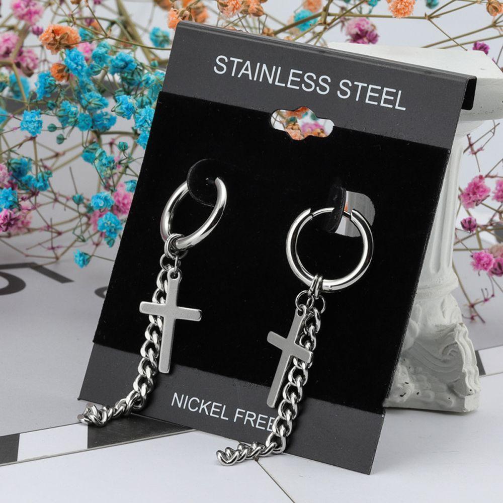 Bông Tai VANES1 Bằng Thép Không Gỉ Hình Thánh Giá Thời Trang Dành Cho Nam