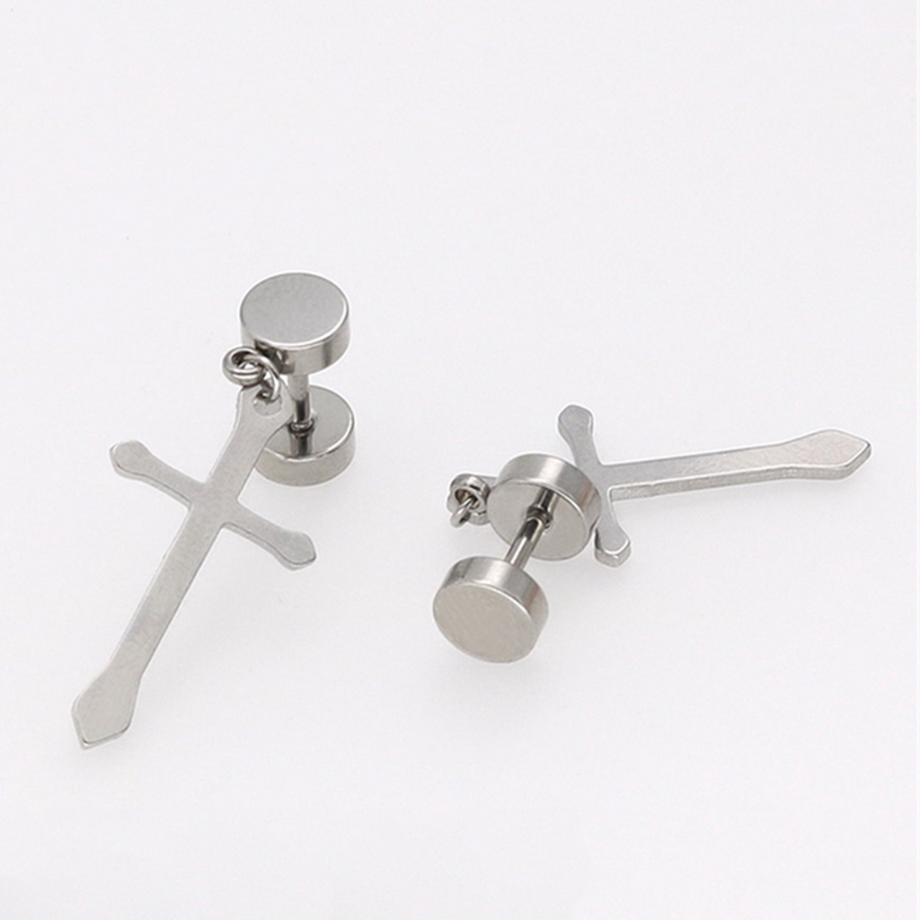 Khuyên tai hình thánh giá bằng thép titan thời trang thanh lịch dành cho cả nam và nữ