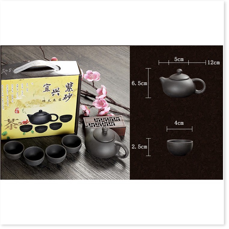 Bộ bình trà gốm sứ SALE ️ Bộ bình trà 4 tách mang phong cách Nhật thiết kế tinh xảo, sang trọng 9482
