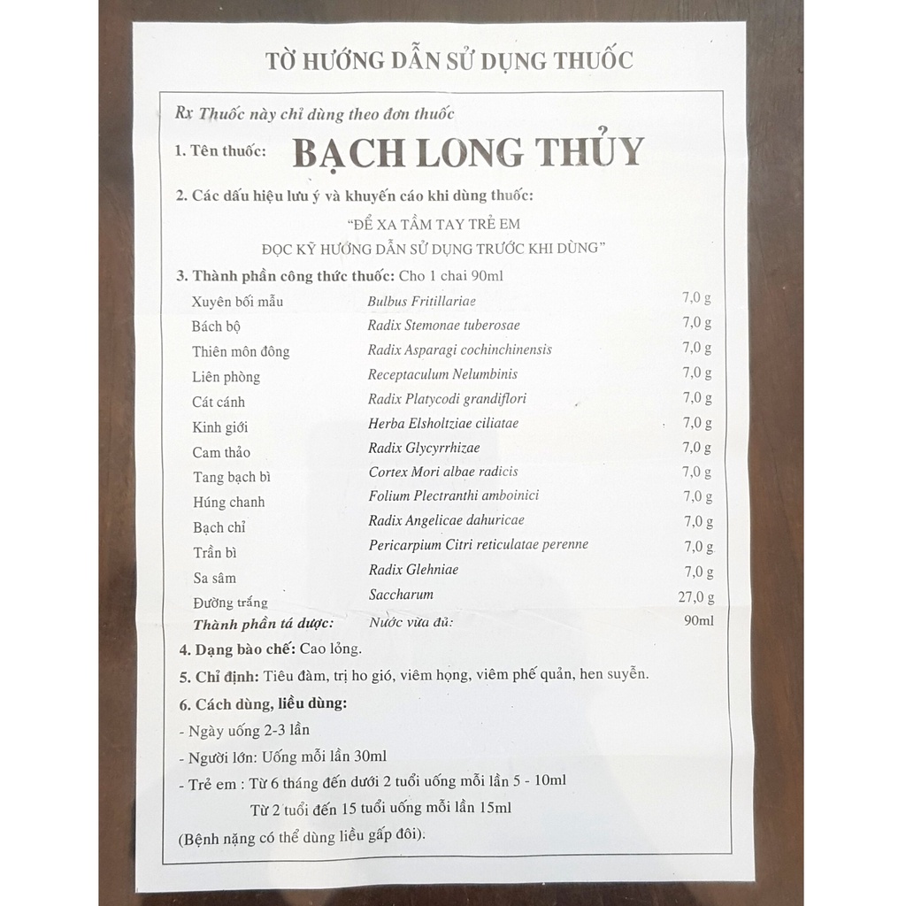Siro Ho Bạch Long Thủy- Phạm Thiên Long, chai 90ml, hỗ trợ người bị ho gió, ho khan, ho có đờm