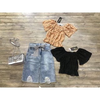 [RẺ VÔ ĐỊCH]     SÉT ÁO REN,CHÂN VÁY JEAN RÁCH (SÉT CÓ BÁN RỜI ÁO VÀ CHÂN VÁY NHÉ KHÁCH|)