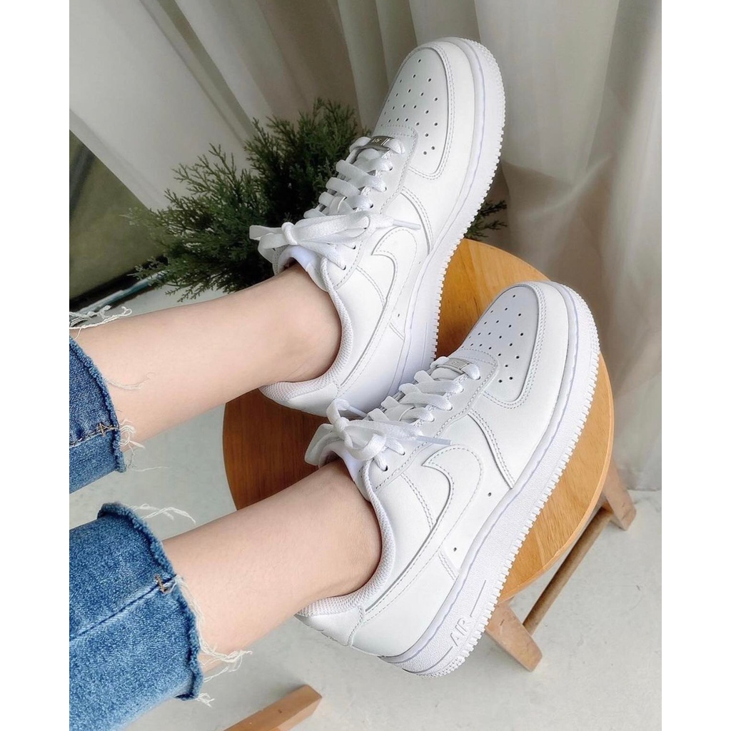 Giày Nike_trắng, Giày Nike_air force 1 màu trắng nam nữ bản đẹp full box bill