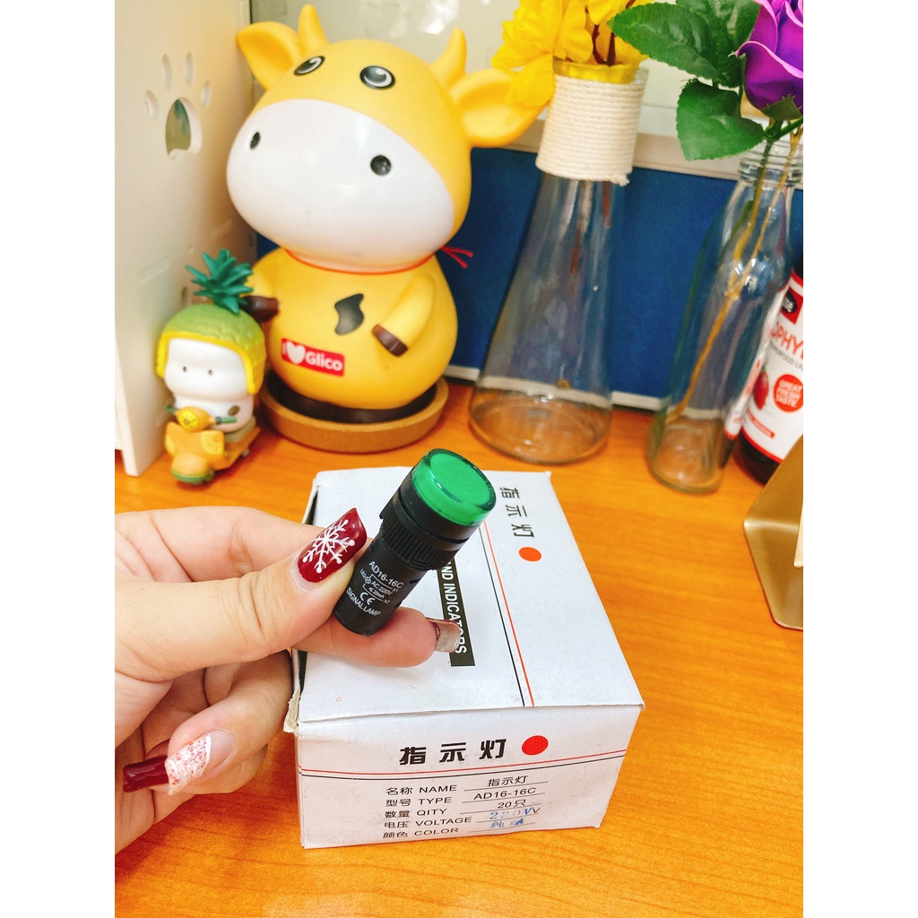 Đèn báo 220V 16mm AD16-16C (màu xanh)