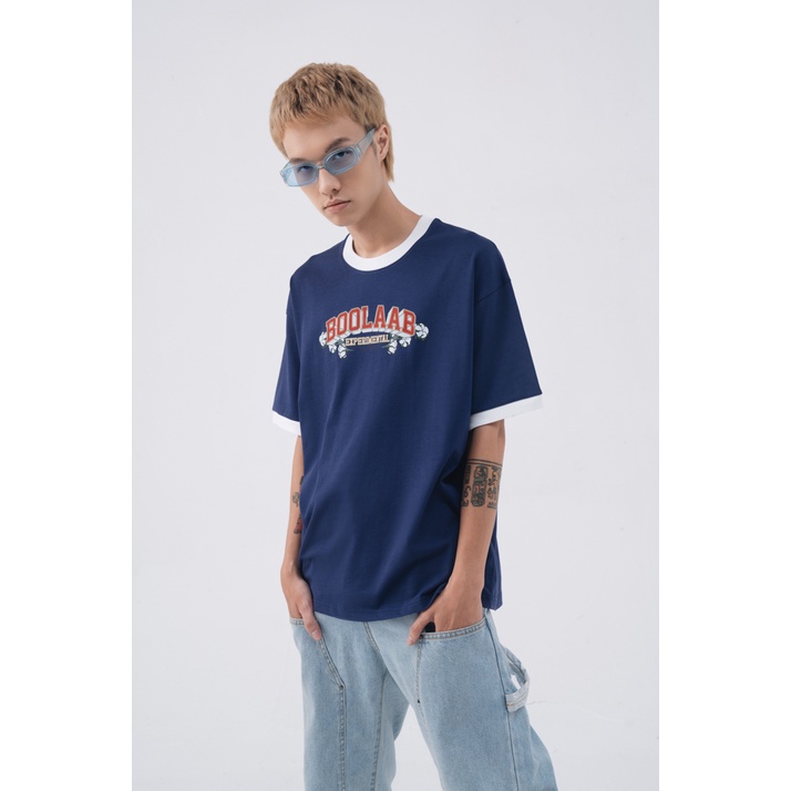 Áo Thun BOO Unisex Dáng Oversize Phối Rib Tay In Graphic Logo BOOLAAB