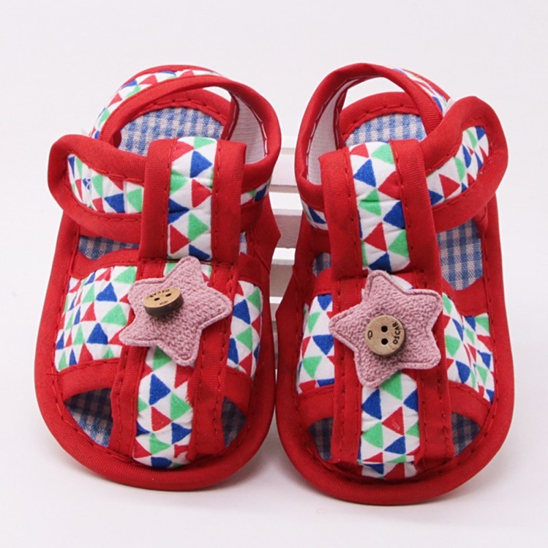 Giày sandal vải mềm chống trượt thêu hình ngôi sao đáng yêu cho bé