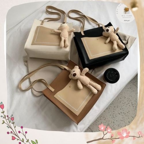 Túi tote túi vải canvas phong cách Hàn quốc, có khóa miệng ngăn phụ bên trong thời trang ulzzang MIU YUMI