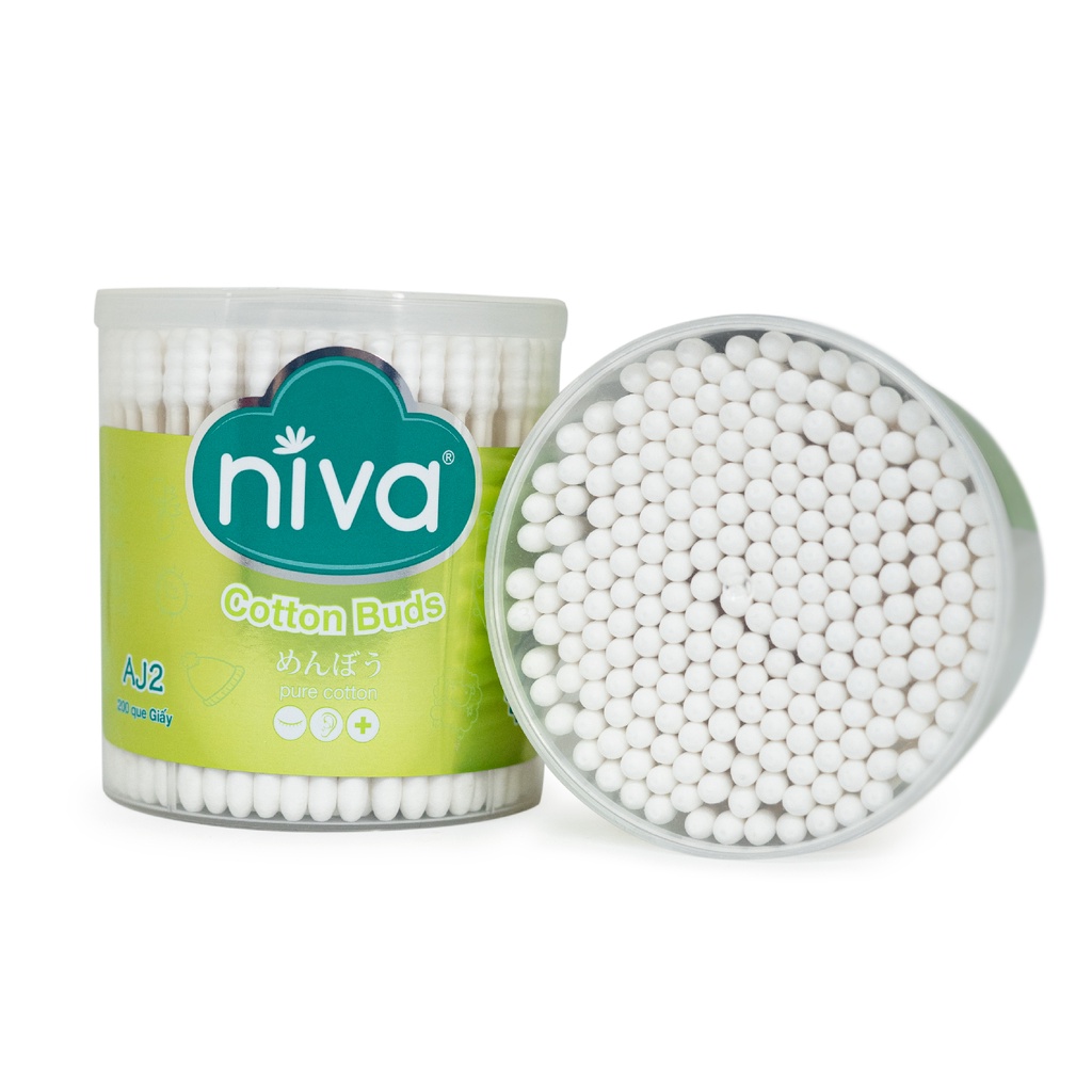 Tăm Bông Ngoáy Tai LIPZO Niva Cotton Buds AJ2 -  Tăm bông ráy tai 200 que /hộp