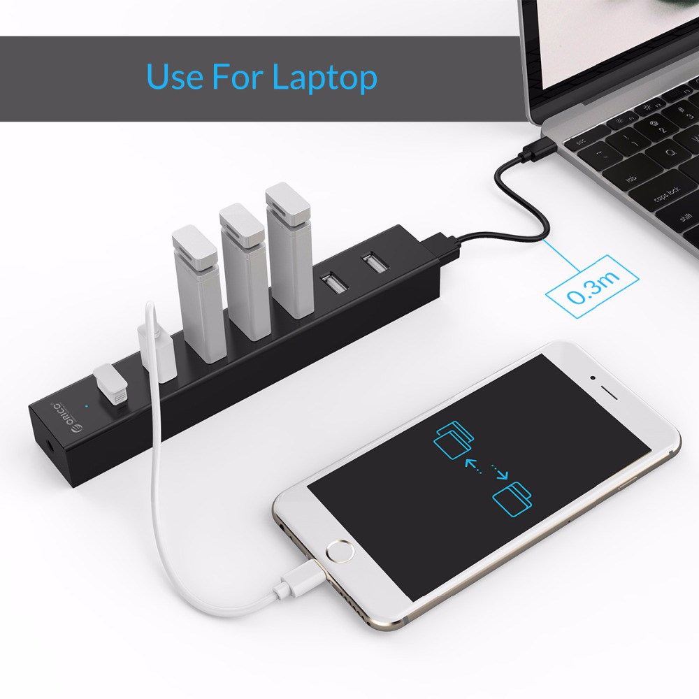 [Chính Hãng] Hub chia 7 cổng USB 3.0 Orico H7013-U3 + Kèm củ nguồn -dc684