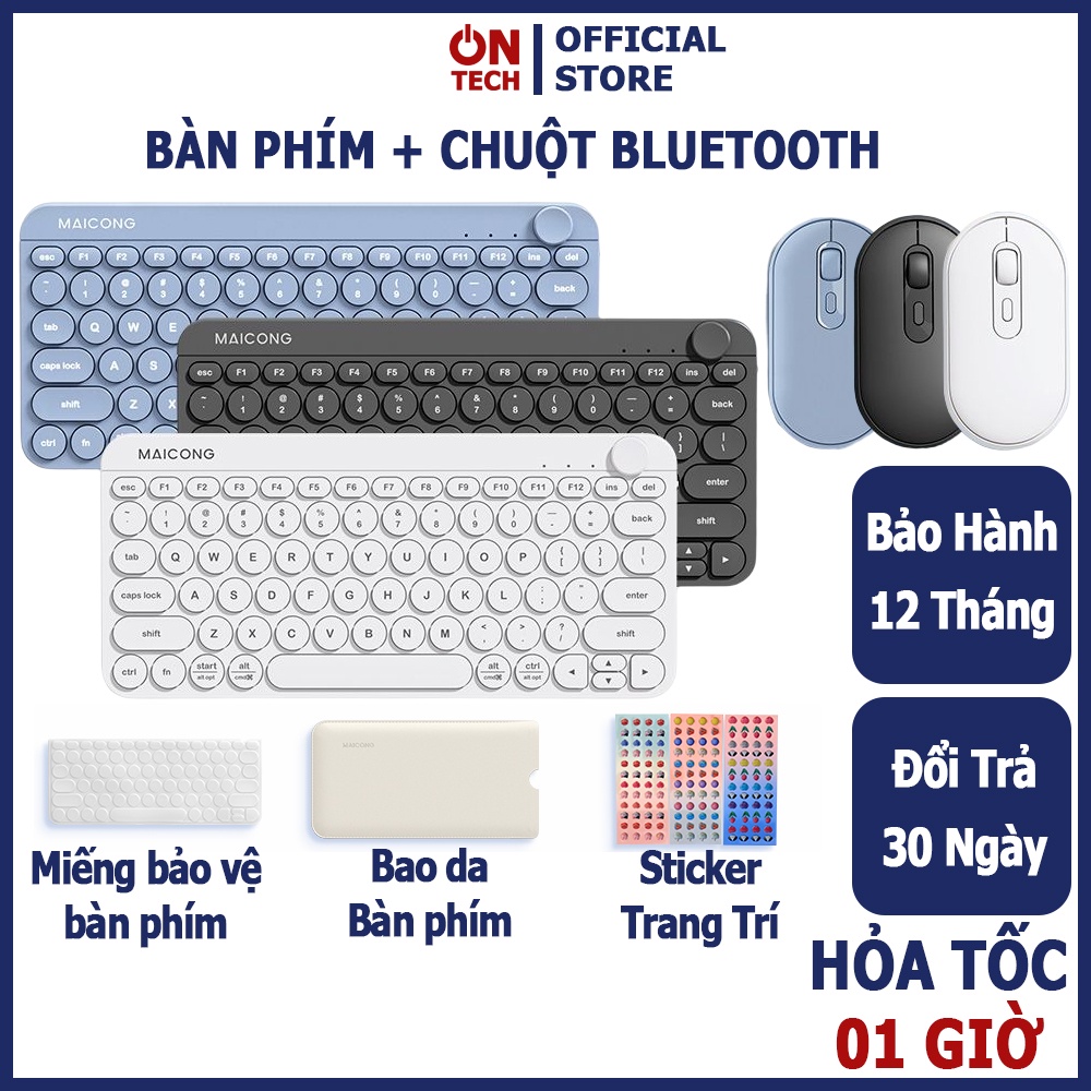 Bàn Phím Bluetooth Chuột Không Dây Cho Laptop Máy Tính Bảng Điện Thoại Maicong KM898 Công Thái Học Chống Ồn Pin Sạc