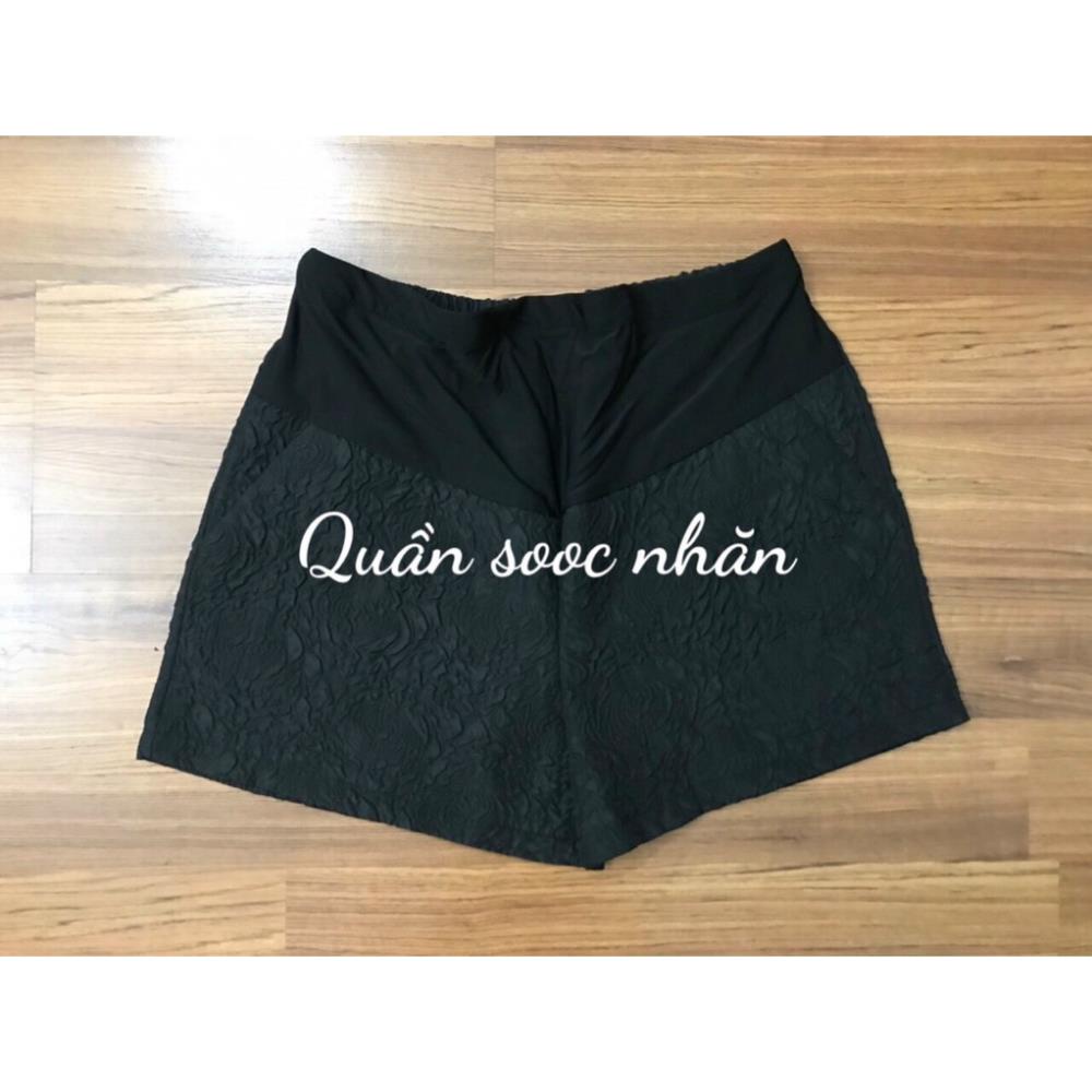 (MỚI)￼Quần bầu nữ dập nổi 3D xốp phồng hàng đẹp xinh xắn - Quần sooc bầu xốp hoa phối nhiều kiểu áo năng động -Mã Q508