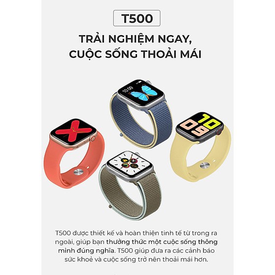 [ BÁN CHẠY] Đồng Hồ Thông Minh T500 Seri 5- Chống Nước Tuyệt Đối - Thay Được Dây - Nghe Gọi Trực Tiếp-Theo Dõi Sức Khỏe