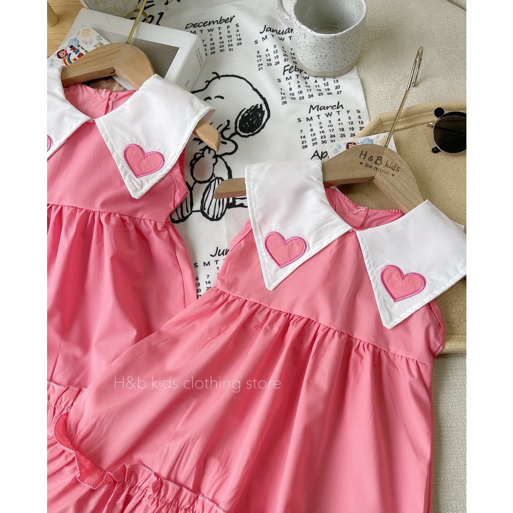 Váy babydoll bé gái, đầm bé gái màu hồng chất thô cotton mềm mát thấm hút mồ hôi.V0053