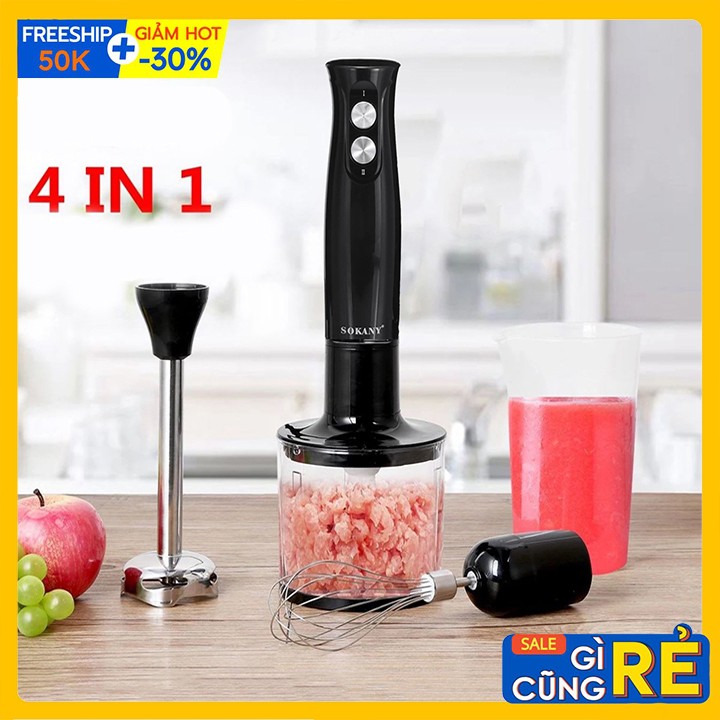 Máy xay cầm tay đa năng: xay thịt, cá, hoa quả, đánh trứng SOKANY 500W