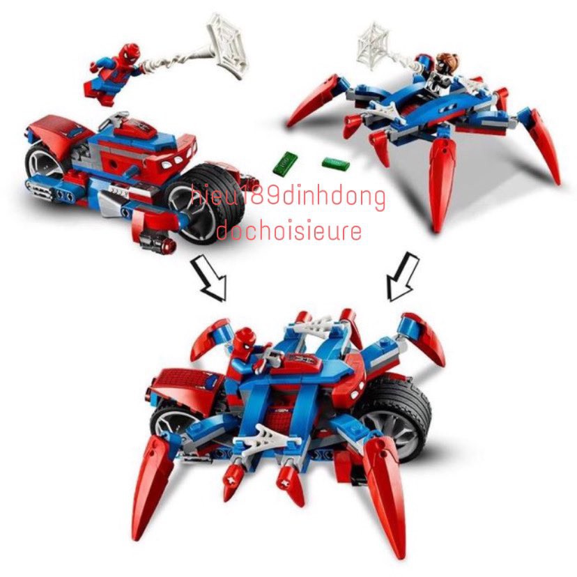 Lắp ráp xếp hình non Lego siêu anh hùng mg 138 mẫu b : Siêu xe máy moto của người nhện đại chiến venom 256+ mảnh