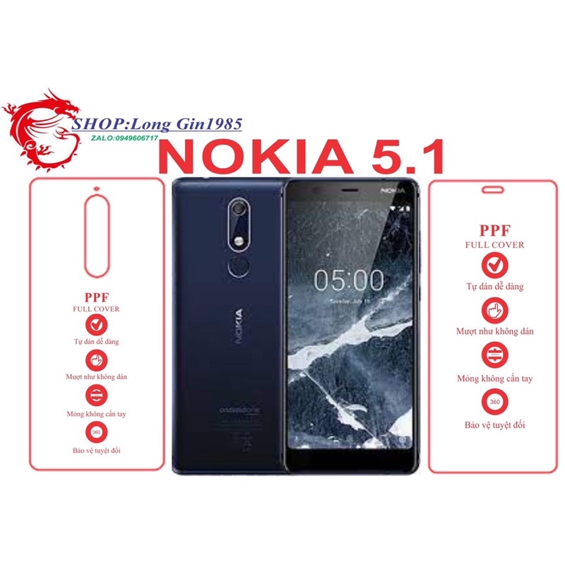 Nokia 5.1 miếng dán trong Ppf mặt sau và mặt trước chống va đập chống trầy xước
