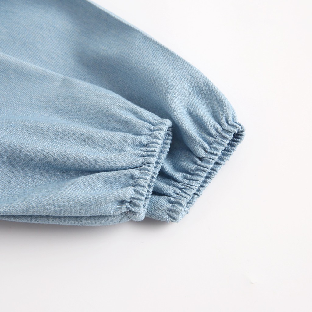 Đồ liền thân dài tay Sanlutoz màu xanh dương denim thời trang cho bé gái