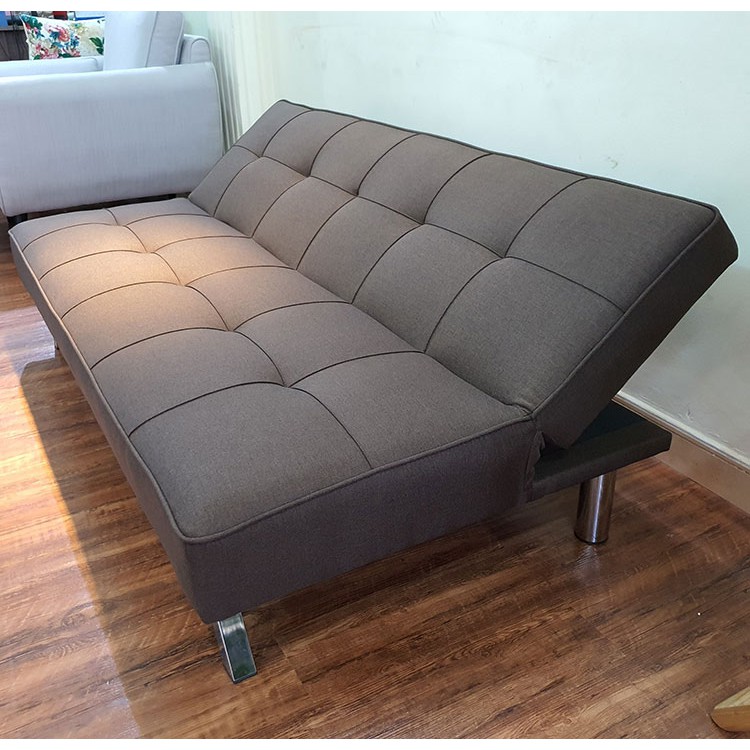 Sofa Bed Chân Đỡ Bằng Kim Loại Chắc_Hàng Xuất Khẩu Mỹ_Vải Bố Màu Nâu Sang Trọng