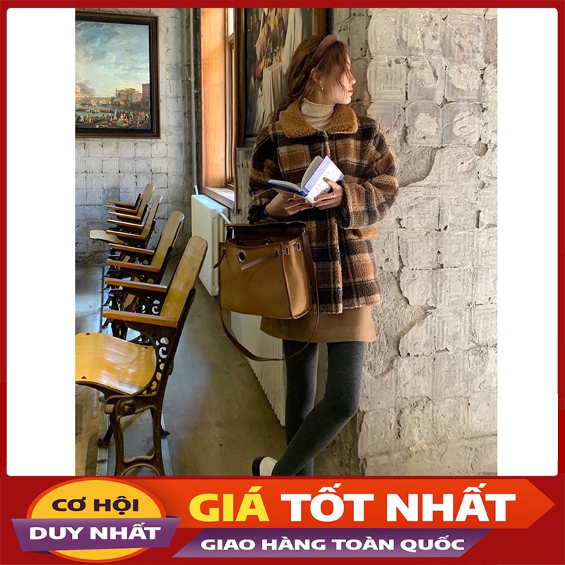 Áo Khoác Lông Cừu Kẻ Siêu Ấm Hàng Quàng Châu M569-Violet