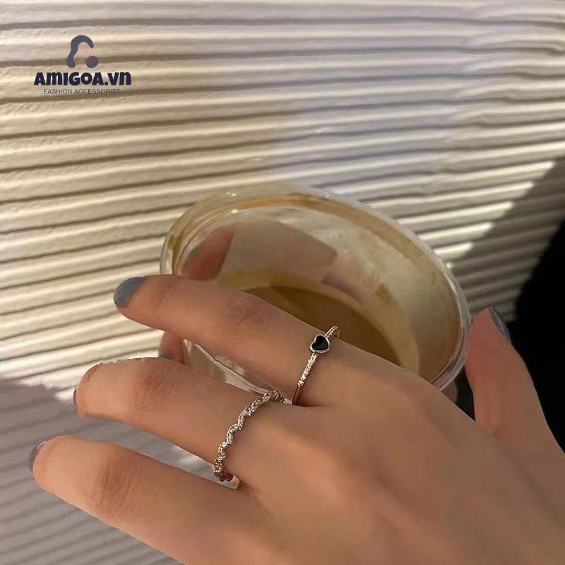 ✨✨Nhẫn đeo tay màu đen phong cách Hàn Quốc thời trang cho nữ