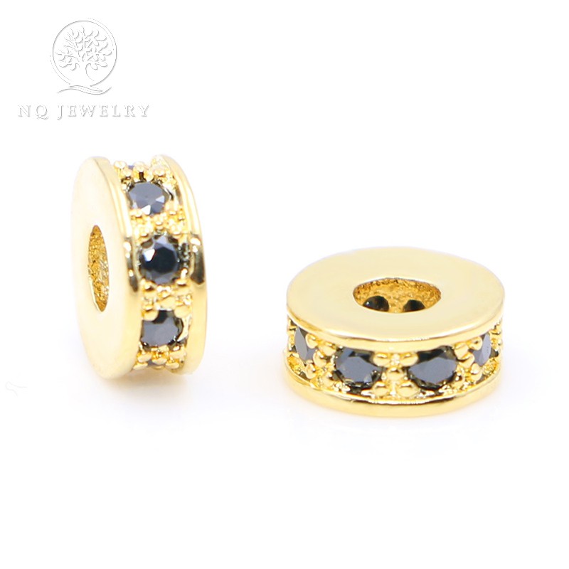 Combo 5 charm hợp kim mạ vàng chặn hạt đính đá 3*8mm - NQ Jewelry