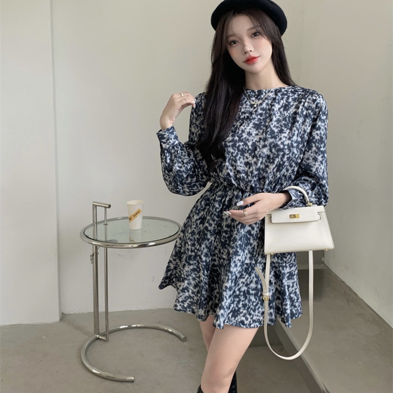 Đầm nữ tay dài họa tiết hoa thanh lịch thời trang