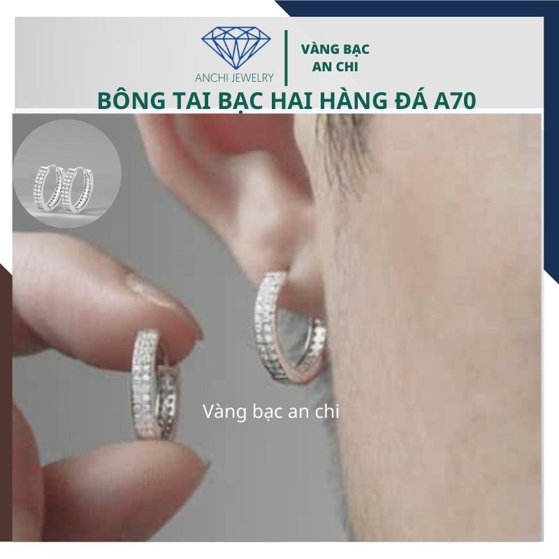 Khuyên tai nam nữ bạc tròn đính ngôi sao dài - bạc ý 925 cao cấp - Anchi jewelry , NHIỀU MẪU