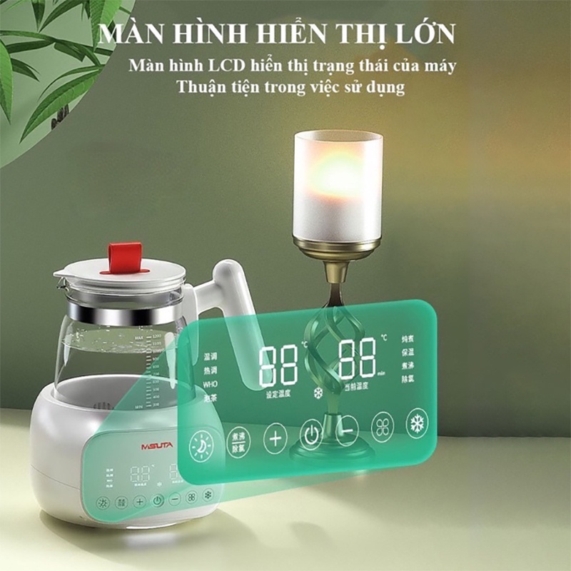 Bình đun hâm nước pha sữa thông minh giữ nhiệt điều khiển từ xa Misuta chính hãng BH 12 tháng