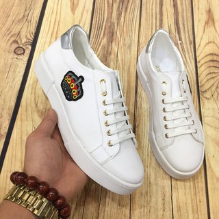 Giầy thể thao nam trắng full logo vương miện dg( Chất Store )