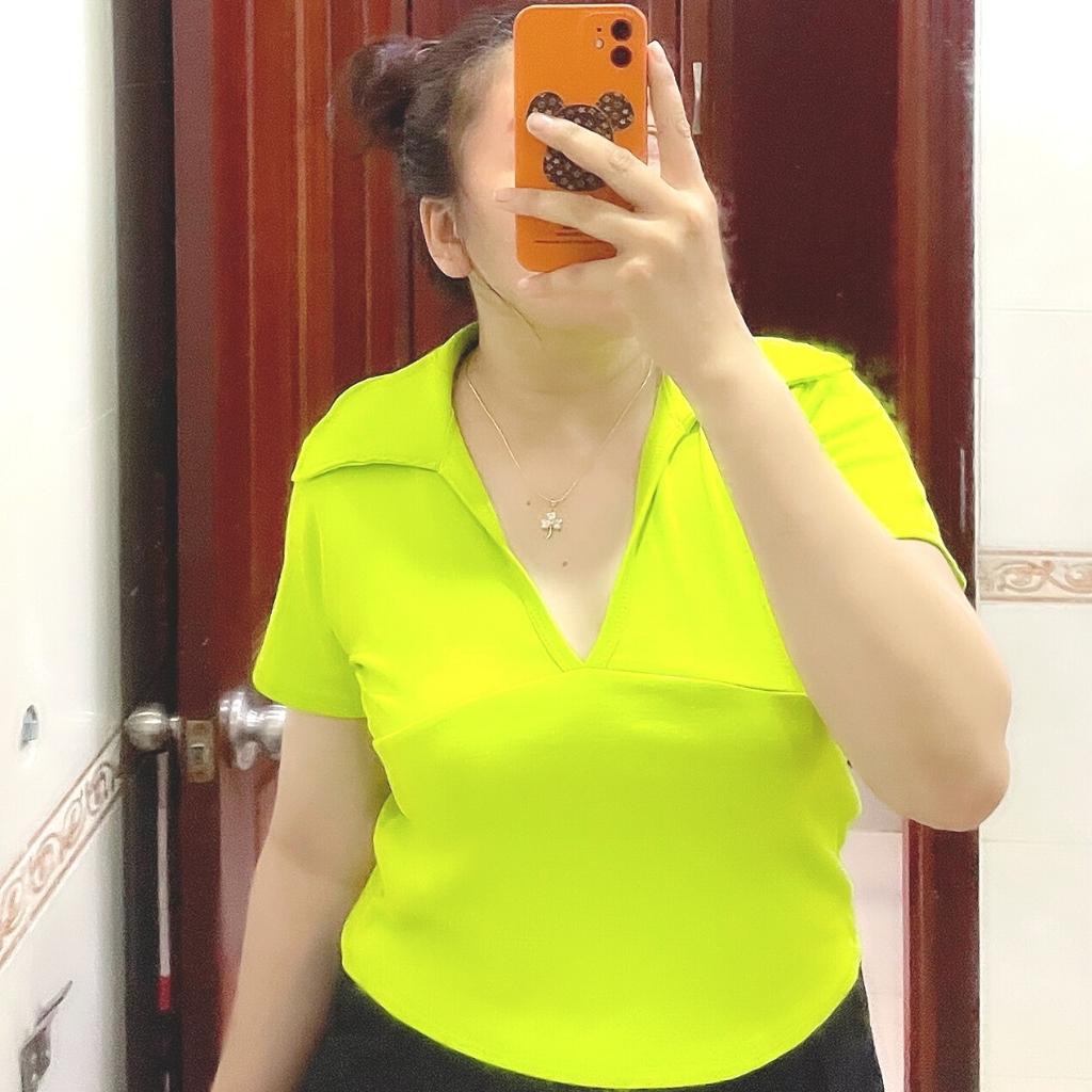 Áo phông bigsize nữ tay ngắn cổ bẻ khoét ngưc đẹp vải thun borip co giãn thoải mái 58kg-95kg A21