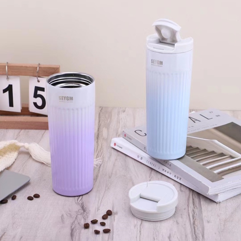 Cốc Giữ Nhiệt Bằng Thép Không Gỉ 304 Thiết Kế Thay Đổi Màu Sắc Thời Trang Nhỏ Gọn 500ml Dành Cho Đi Du Lịch