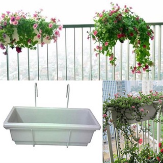 Combo 10 Bộ chậu và giá treo ban công gồm 10 chậu trồng cây thông minh và 10 móc sắt treo chậu loại dài CVGT10