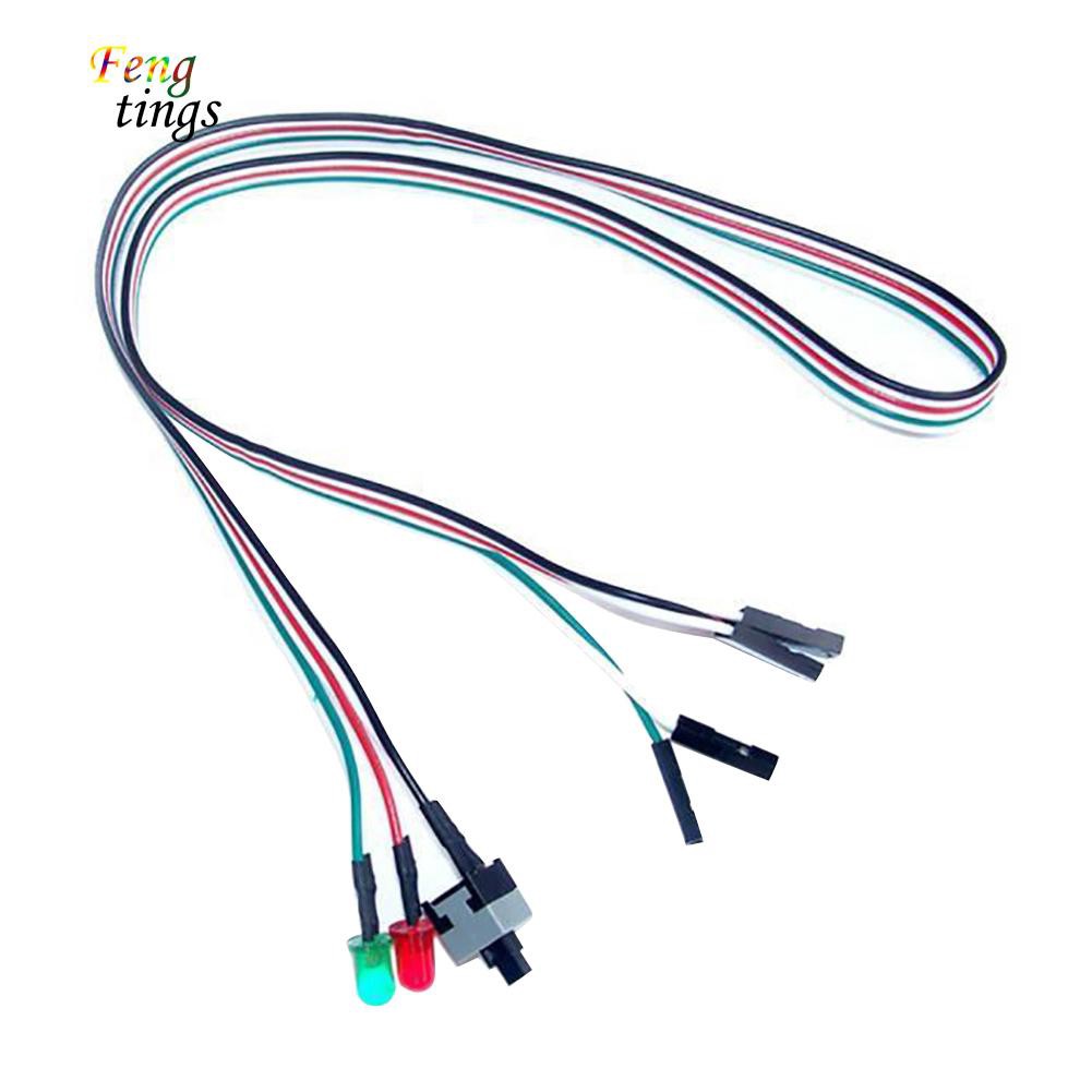 ✌ FT ✌ 50cm On/Off/Reset 2 Switch LED Light ATX PC Computer Motherboard Power Cable