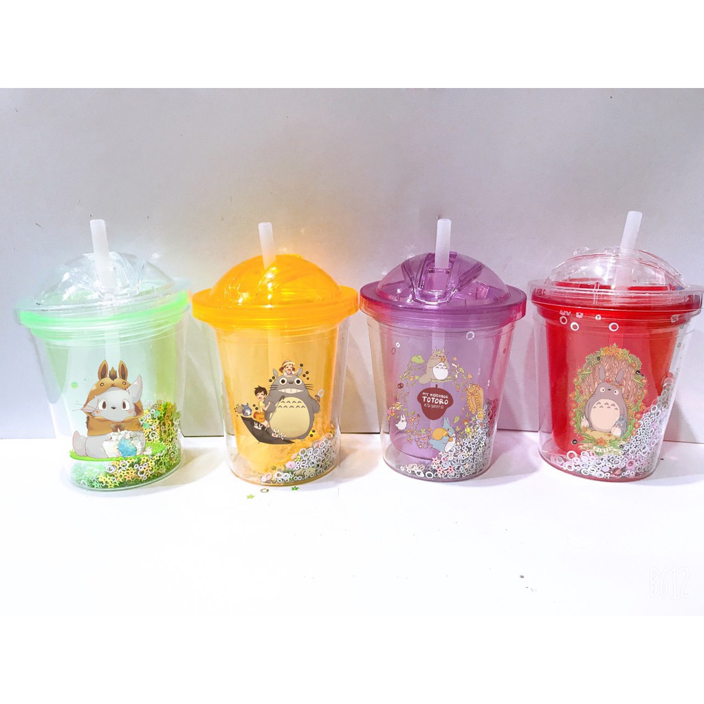 cốc 2 lớp kim tuyến totoro CNKI14 cốc giữ nhiệt ly 2 lớp cốc làm lạnh dễ thương 500ml