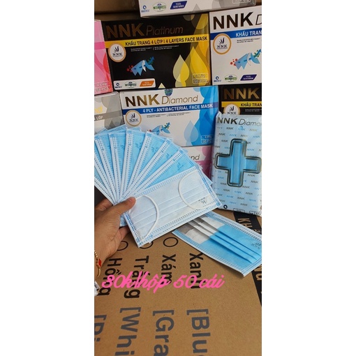 Khẩu trang y tế NNK kháng khuẩn 4 lớp màu xanh