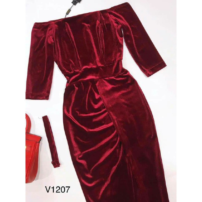 [ xả kho ] MiD Đầm đỏ nhung body V1207 Mie Design kèm ảnh thật