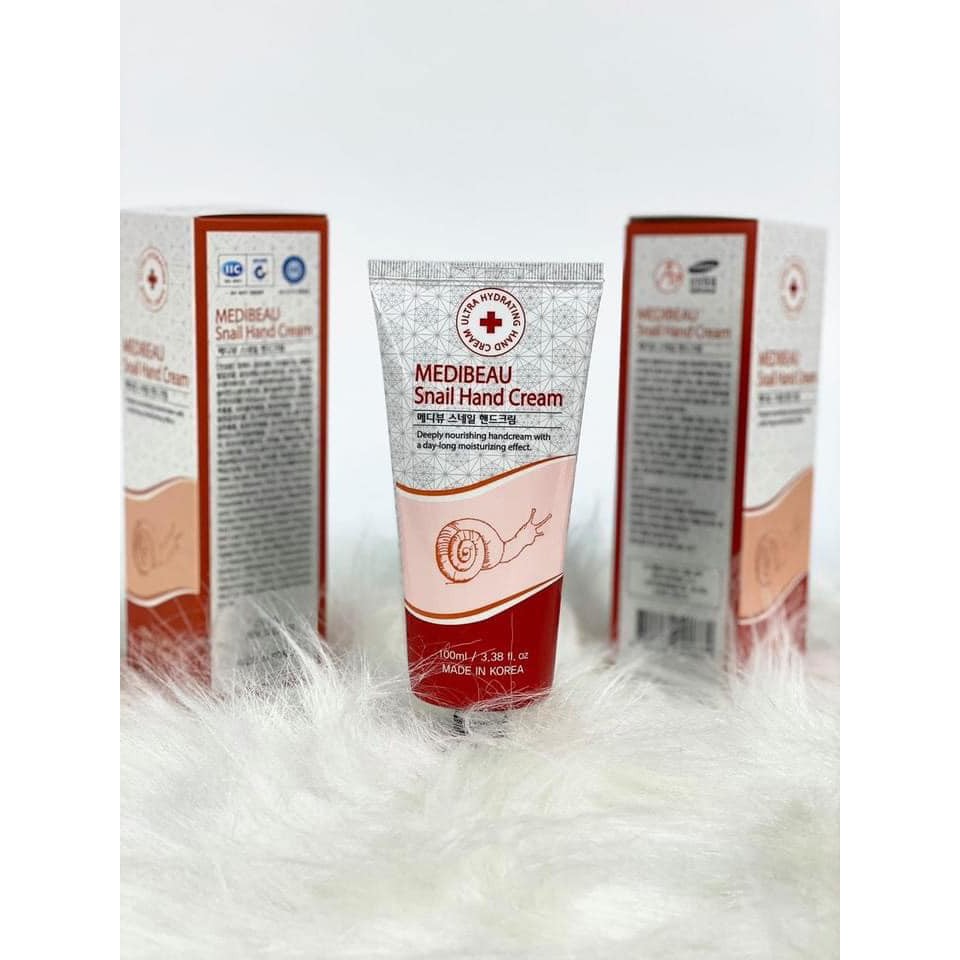Kem dưỡng ẩm da tay hàn quốc Medibeau Snail Hand Cream 100ml giúp cho da tay ẩm mịn và trắng sáng