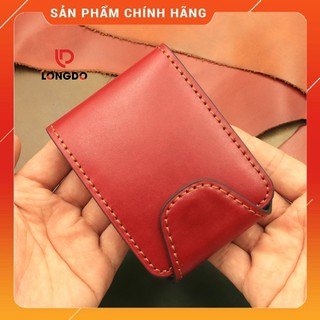Ví Sen 5 Cao Cấp - Cam Kết 100% Da Bò Thật - Ví Nam Nhỏ Gọn Màu Đỏ Hàng Chính Hãng Thương Hiệu Longdo Leather