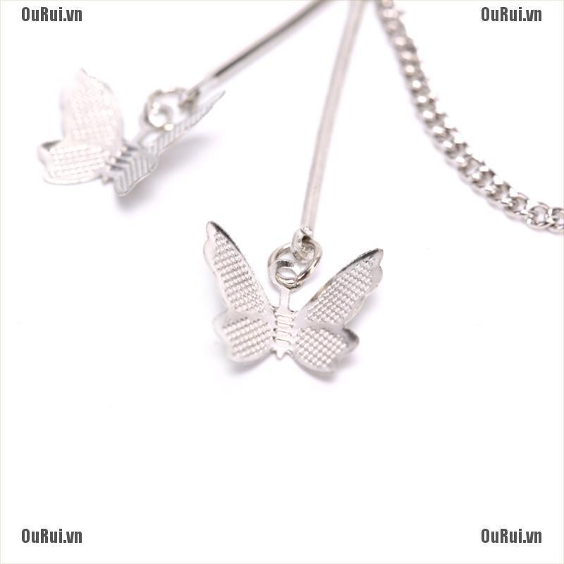 (FCC) 1 Khuyên Tai Dáng Dài Trang Trí Hình Bướm Phong Cách Harajuku Thời Trang