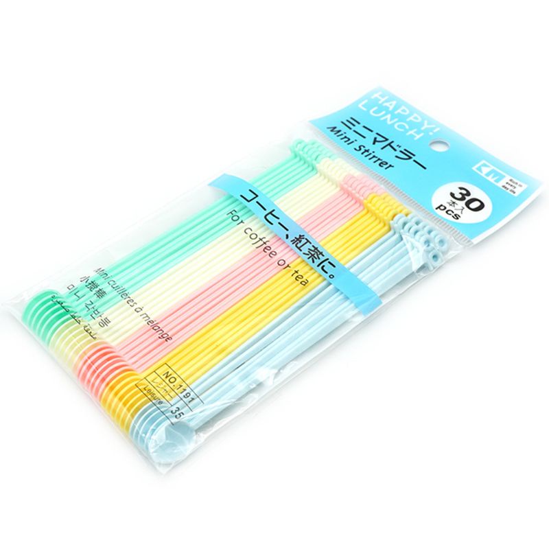 Set 30 muỗng nhựa cán dài màu sắc ngọt ngào tiện dụng