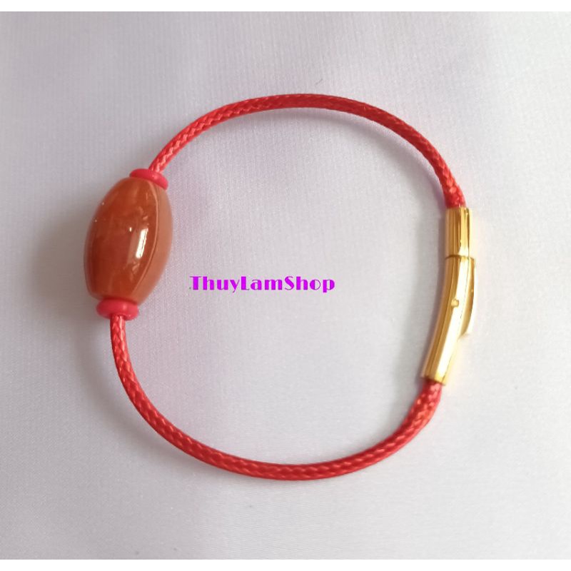Vòng tay lu thống màu đỏ hanh thông tài lộc, đầu xuôi đuôi lọt khóa bấm cao cấp