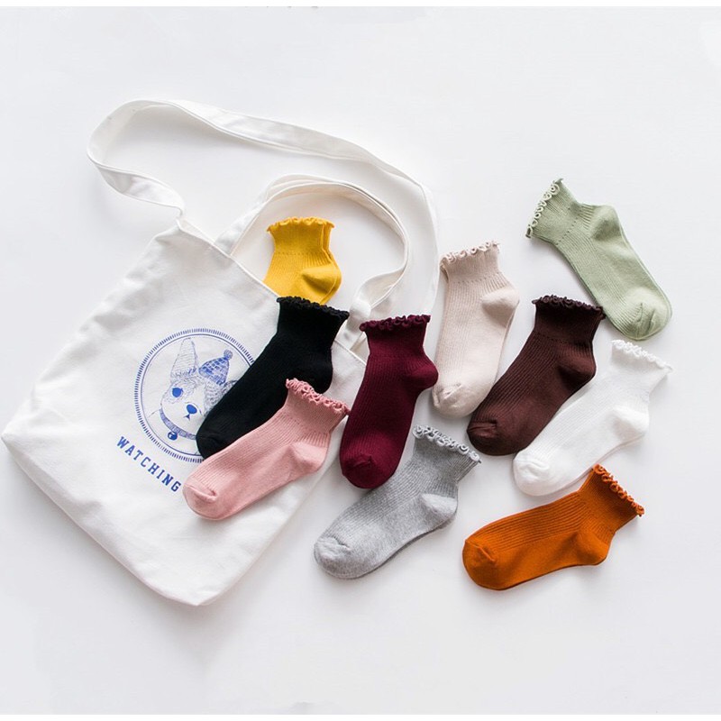 Tất vớ nữ ngắn cổ viền bèo phong cách Vintage cute xỉu