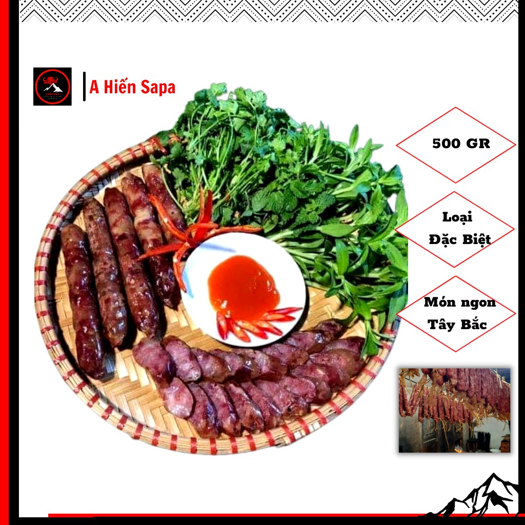 Lạp xưởng gác bếp Sapa loại đặc biệt gói 500gr loại nhiều nạc, ăn thơm bùi, ăn trực tiếp hoặc xào rau rất ngon.