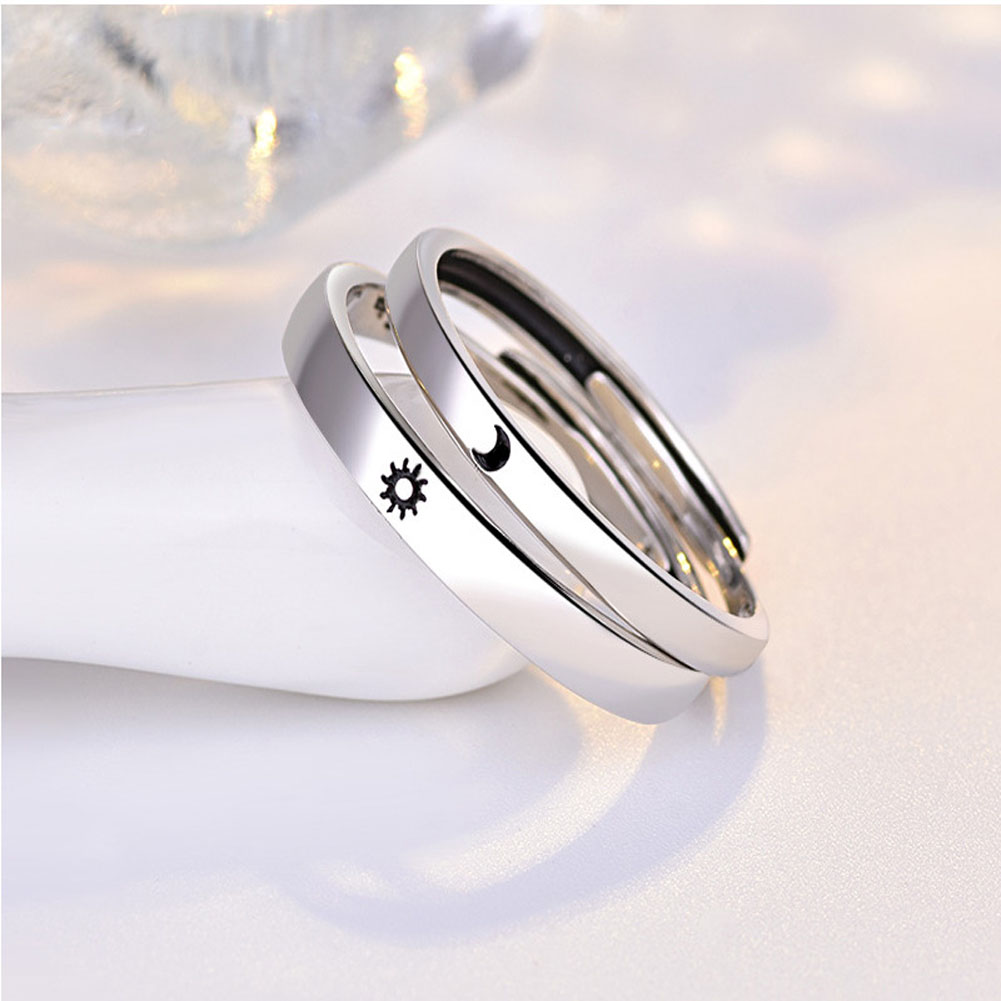 Sliver Adjustable Moon And Sun Couple Ring Valentine's Day Present