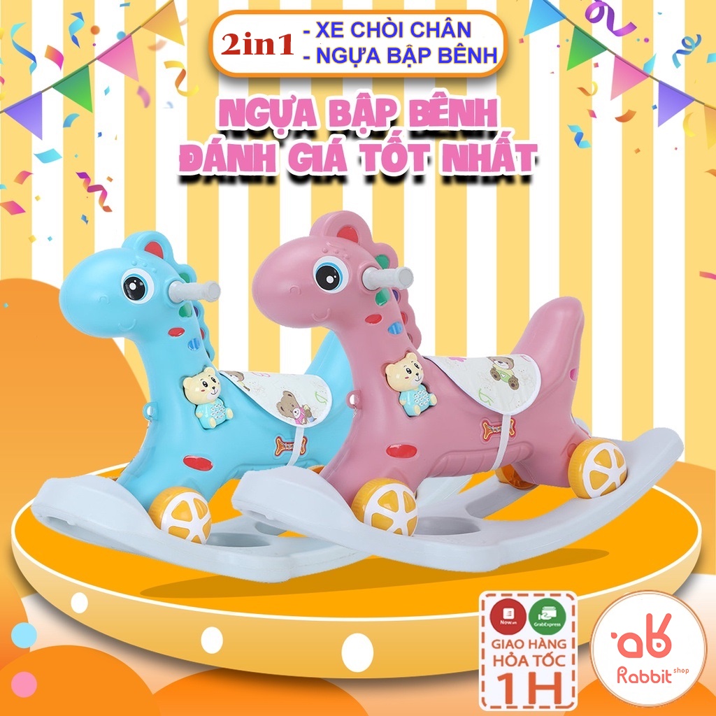 Ngựa bệp bênh xe chòi chân 2in1 có nhạc cho bé 1-3 tuổi [XNBB]
