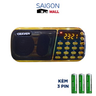 Loa Craven CR-853 hỗ trợ 3 PIN sạc, nghe nhạc cực lâu, có cổng USB, thẻ nhớ, FM