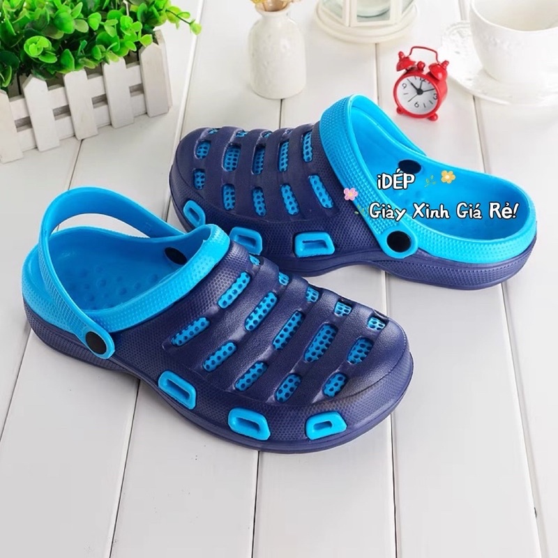 Dép sục Crocs lưới lỗ 2 lớp đúc siêu nhẹ đi mưa bít mũi nữ iDÉP- SL036