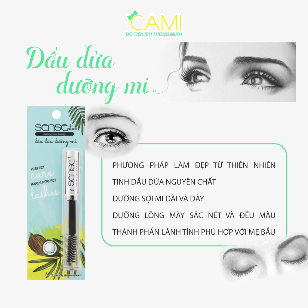 Dưỡng mi dầu dừa nguyên chất Sense Plus giảm gãy rụng và giúp mi cong hơn_Cami_SP_004