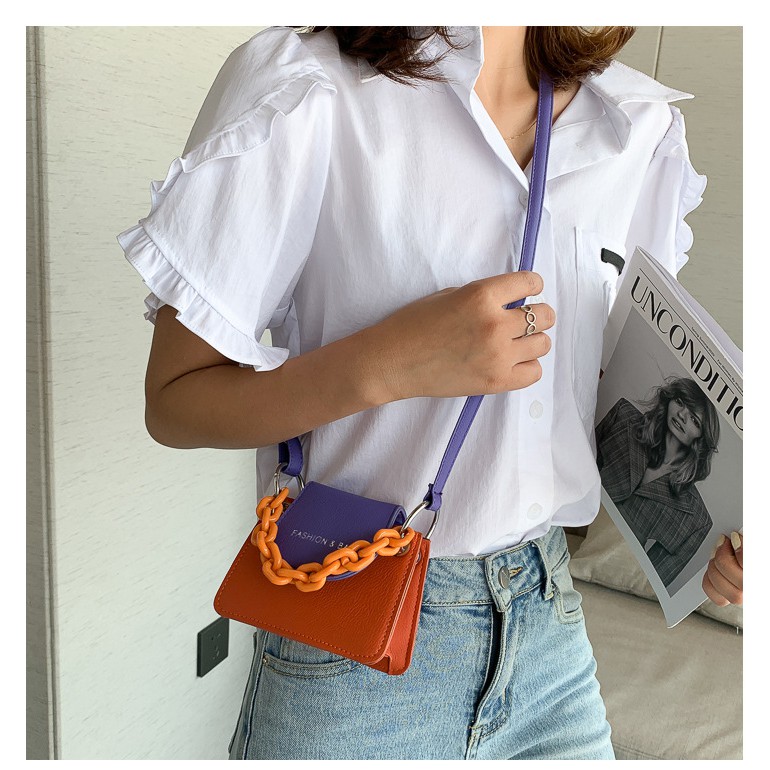 Túi xách nữ  𝑭𝑹𝑬𝑬𝑺𝑯𝑰𝑷  Túi đeo chéo nữ mini phối màu Fashion &amp; Bag TD13