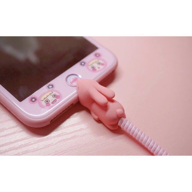 Thú Silicon Ngậm Đầu Sạc Cute Phomai Que Bảo Về Đầu Sạc