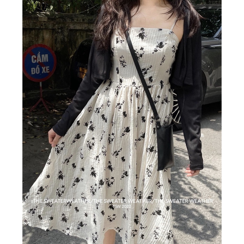🌸SET VÁY CÚP CHUN 2 LỚP mix ÁO CARDIGAN LEN🍓lolla_ye_fashion
